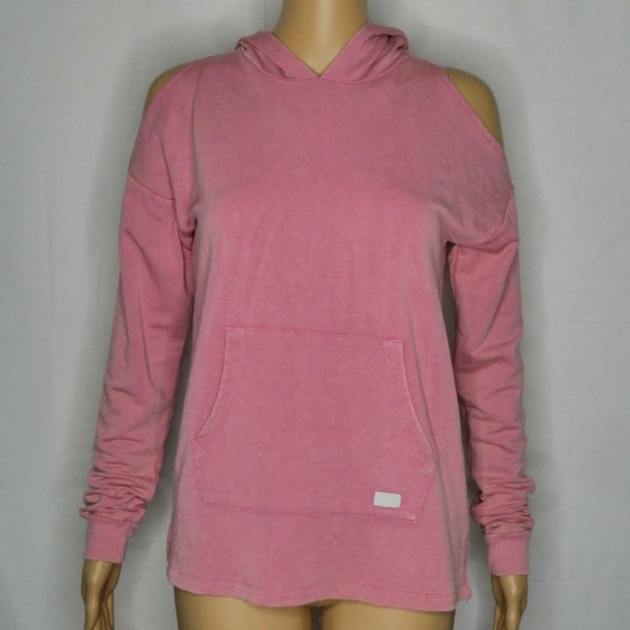 Girls Pink Cold Shoulder Hoodie - Picture 2 of 10